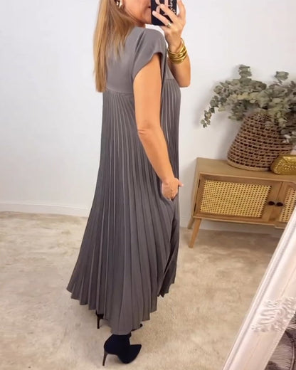 🌸Spring Promotion 49%Off💖Women Pleated Simple Solid Color Dress