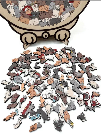 🎁Christmas Sale 49% OFF🎅135-Piece Morandi-Colored Cat Shaped Wooden Jigsaw Puzzle