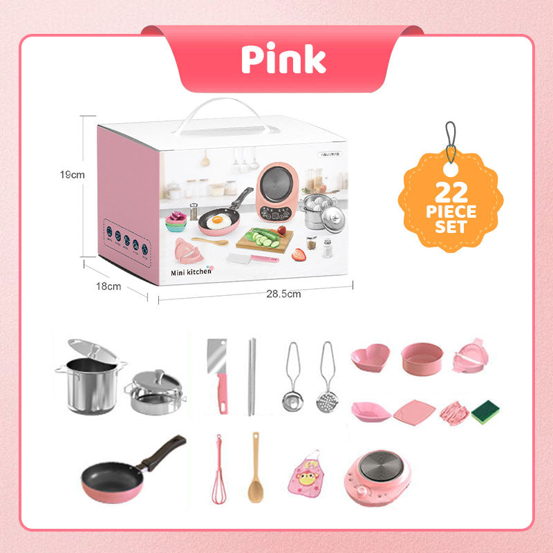 🎁[Best Gift For Kid]🍳Children's Real Cooking Mini Kitchen Toys - 22 PCS Set
