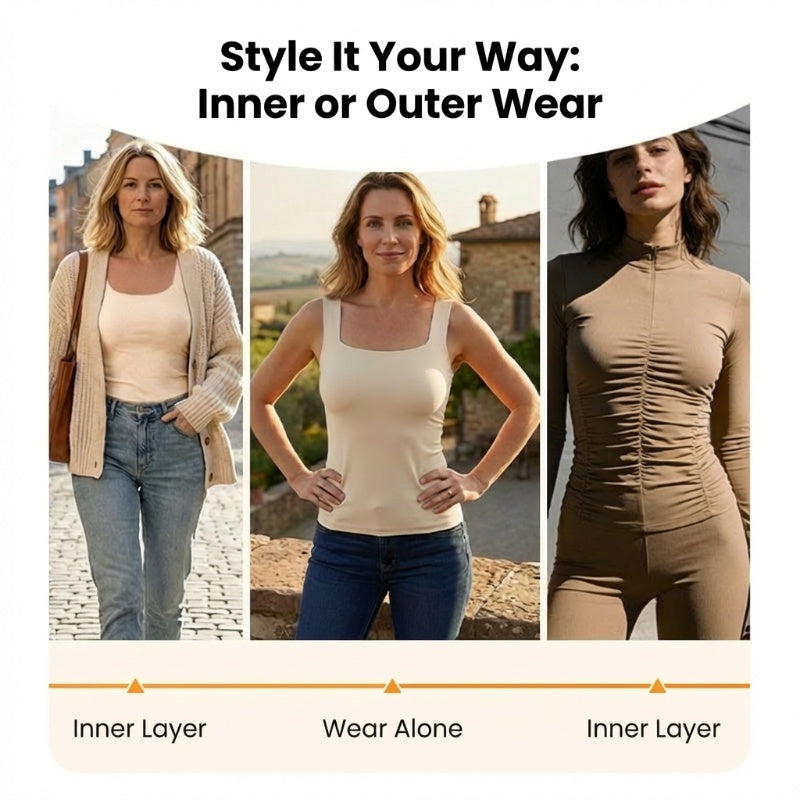 🔥Last Day 49% OFF💖Women’s U Neck Thermal Tank Tops with Built-In Bra