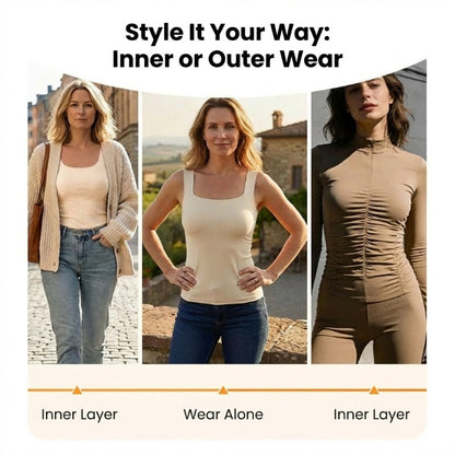 🔥Last Day 49% OFF💖Women’s U Neck Thermal Tank Tops with Built-In Bra