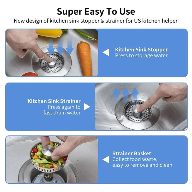 💧BUY 3 GET 1 FREE💧LAST DAY 60% OFF-Upgraded 3 in 1 Kitchen Sink Drain Strainer