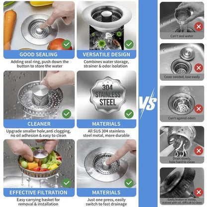 💧BUY 3 GET 1 FREE💧LAST DAY 60% OFF-Upgraded 3 in 1 Kitchen Sink Drain Strainer
