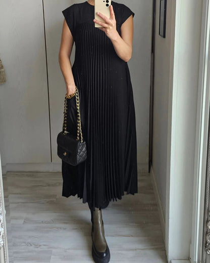 🌸Spring Promotion 49%Off💖Women Pleated Simple Solid Color Dress