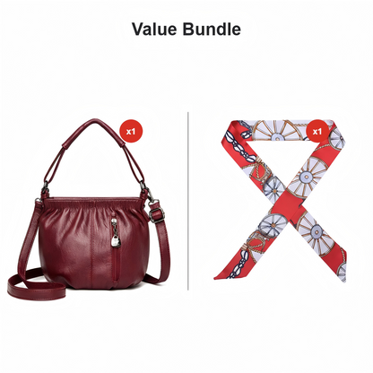 🔥Casual Pleated Bucket Soft Leather Handbag Shoulder Bag