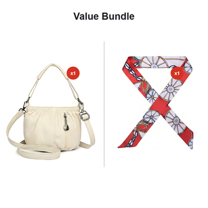 🔥Casual Pleated Bucket Soft Leather Handbag Shoulder Bag