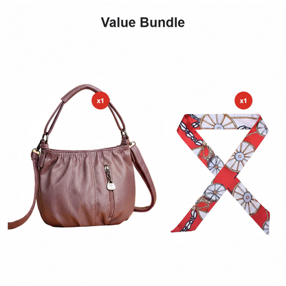 🔥Casual Pleated Bucket Soft Leather Handbag Shoulder Bag