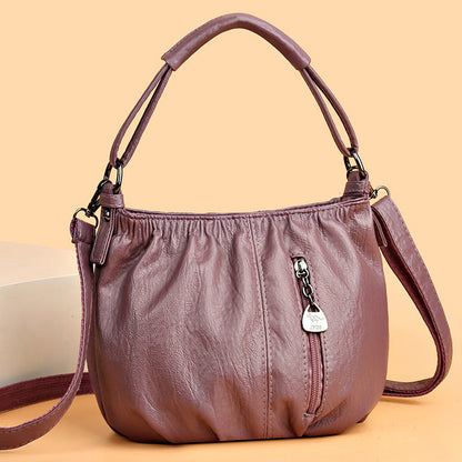 🔥Casual Pleated Bucket Soft Leather Handbag Shoulder Bag