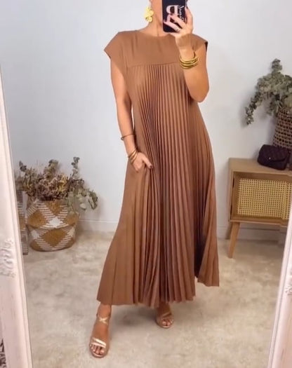 🌸Spring Promotion 49%Off💖Women Pleated Simple Solid Color Dress