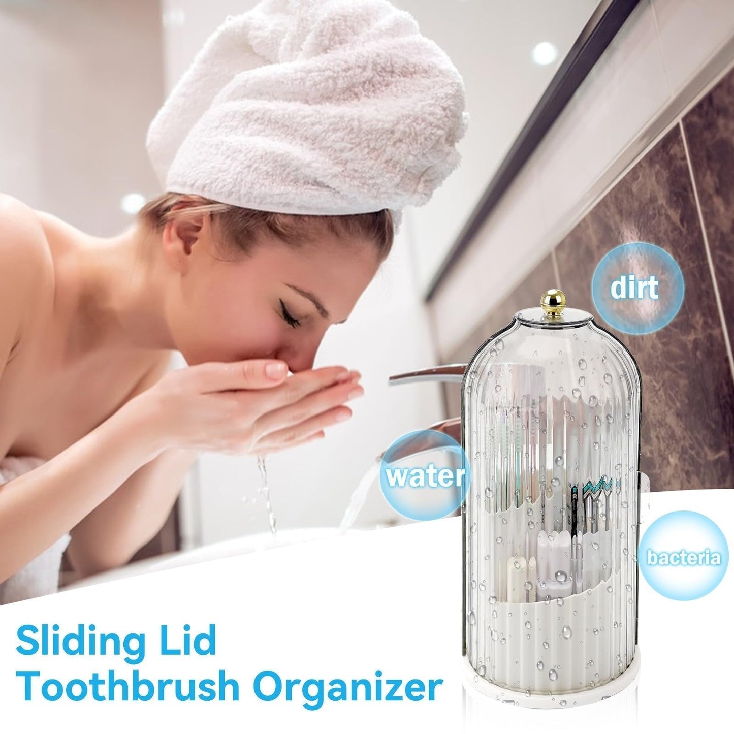🏡🔥Hot Sale 50% OFF✨🪥 Sliding Lid Toothbrush Organizer
