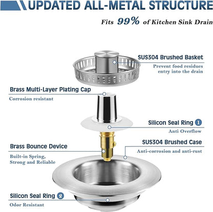 💧BUY 3 GET 1 FREE💧LAST DAY 60% OFF-Upgraded 3 in 1 Kitchen Sink Drain Strainer