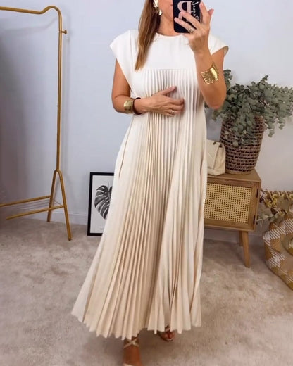 🌸Spring Promotion 49%Off💖Women Pleated Simple Solid Color Dress