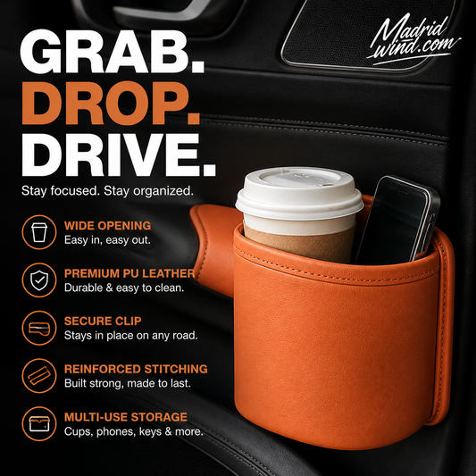 🥳2026 HOT SALE🥳💞50K+ SOLD!🚗🧺 66% OFF! Leather Car Door Cup Holder – Wide‑mouth opening, easy reach for drinks & phone. Clip‑on secure fit. PU leather, tough & stylish. 🛡️✨