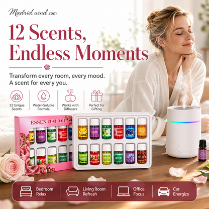 🔥Limited Time 50% Off！🎁🌺The fresh scent lifts your mood！🌷12-Pack Water Soluble Essential Oils Set