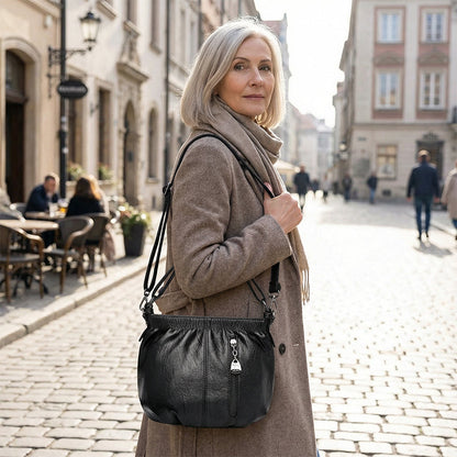 🔥Casual Pleated Bucket Soft Leather Handbag Shoulder Bag