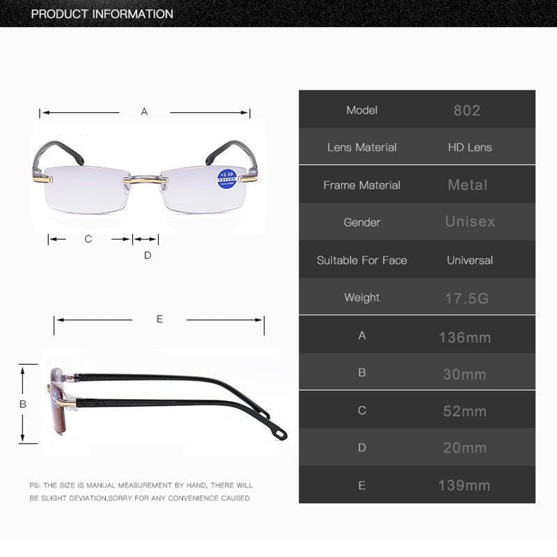 Sapphire high hardness✨Anti blue progressive Far And Near Dual-Use Reading Glasses