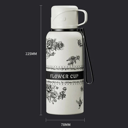 Gardenia Pattern Large Capacity Thermal Cup