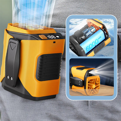6000mAh Multifuntion Waist Fan with 100 Speeds & Flashlight
