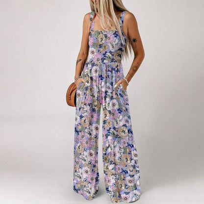 🏖️Summer Hot Sale 50% OFF🌼🎨Women’s Casual Print Sleeveless Overalls Jumpsuits