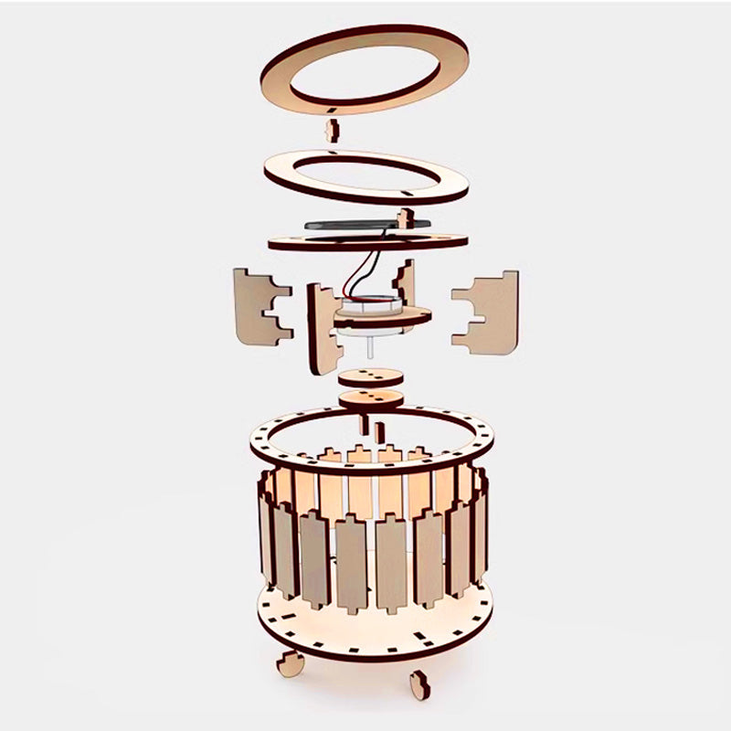 🔥2025 New Arrival🔥 Solar Powered Rotating Double Ring Wooden Puzzle Toy