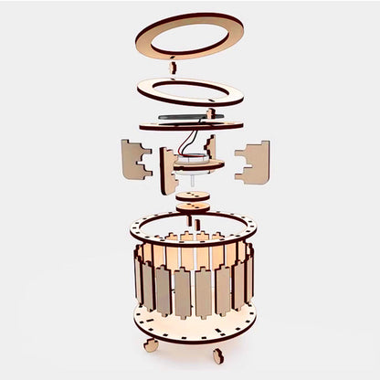 🔥2025 New Arrival🔥 Solar Powered Rotating Double Ring Wooden Puzzle Toy