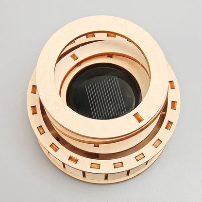 🔥2025 New Arrival🔥 Solar Powered Rotating Double Ring Wooden Puzzle Toy