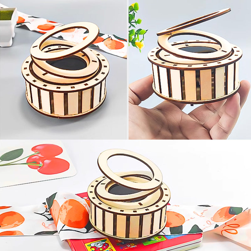 🔥2025 New Arrival🔥 Solar Powered Rotating Double Ring Wooden Puzzle Toy