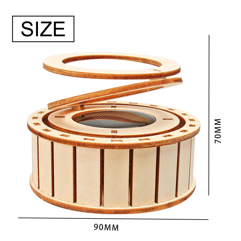 🔥2025 New Arrival🔥 Solar Powered Rotating Double Ring Wooden Puzzle Toy