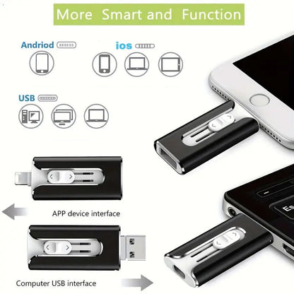 64GB~1TB Micro USB + MFi Certified Lightning + 8 Pin + USB 3.0 ⚡4 in1 Flash Drive for iPhone/iPad/Android/PC⚡