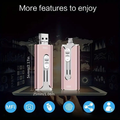 64GB~1TB Micro USB + MFi Certified Lightning + 8 Pin + USB 3.0 ⚡4 in1 Flash Drive for iPhone/iPad/Android/PC⚡
