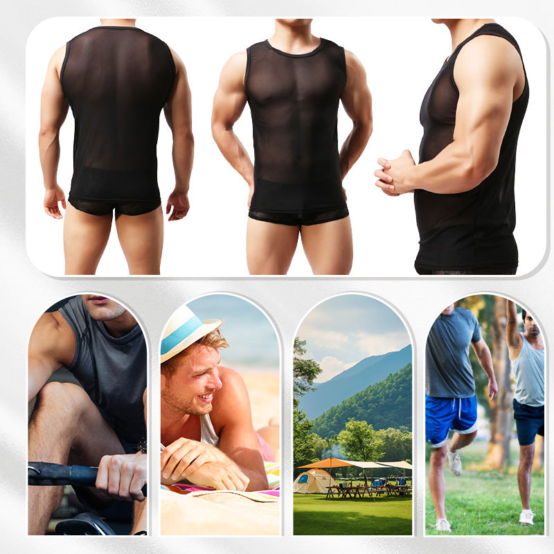 💖2025 Hot Sale💖 Men's Mesh Sheer Tank Top