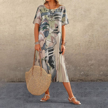 ⏰Limited-time discount🌴Flowing dress in bright tropical colors💯