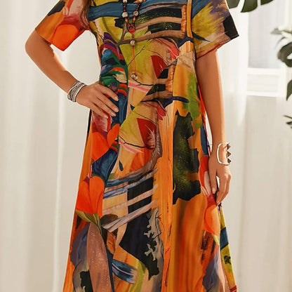 ⏰Limited-time discount🌴Flowing dress in bright tropical colors💯
