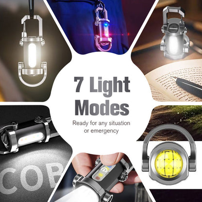 🥳2026 HOT SALE🥳💞50K+ SOLD! 🔦💡 50% OFF! Keychain Flashlight – LED+COB dual light, 7 modes for every need. Ultra-light 29g – clip it on your keys or jacket. Never be caught in the dark again – safe walks, every time! 🚶✅