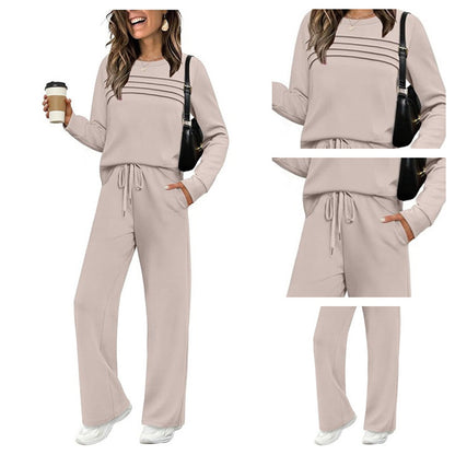 ⏳Limited-time 50% off⏰Women's Crew Neck Top & Drawstring Pants Set👚👖
