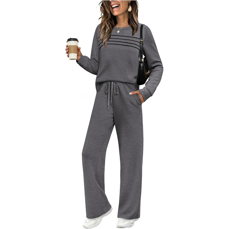 ⏳Limited-time 50% off⏰Women's Crew Neck Top & Drawstring Pants Set👚👖