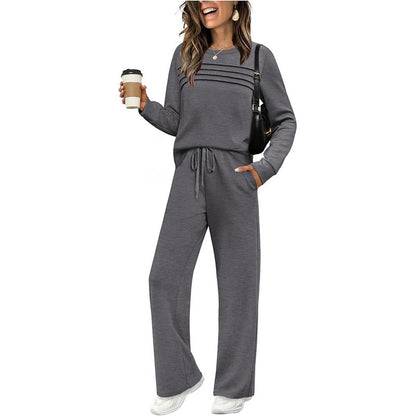 ⏳Limited-time 50% off⏰Women's Crew Neck Top & Drawstring Pants Set👚👖