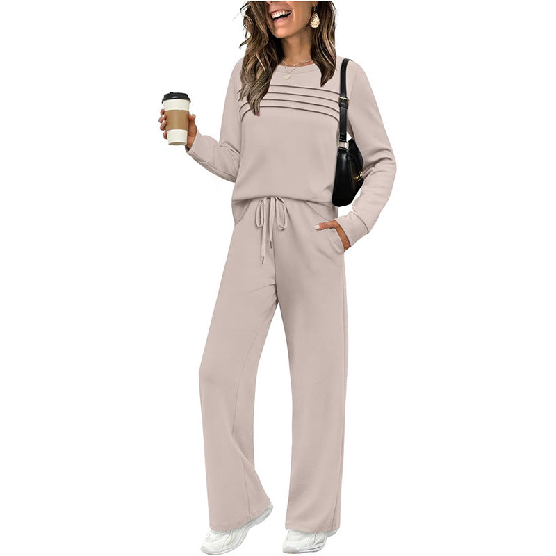 ⏳Limited-time 50% off⏰Women's Crew Neck Top & Drawstring Pants Set👚👖
