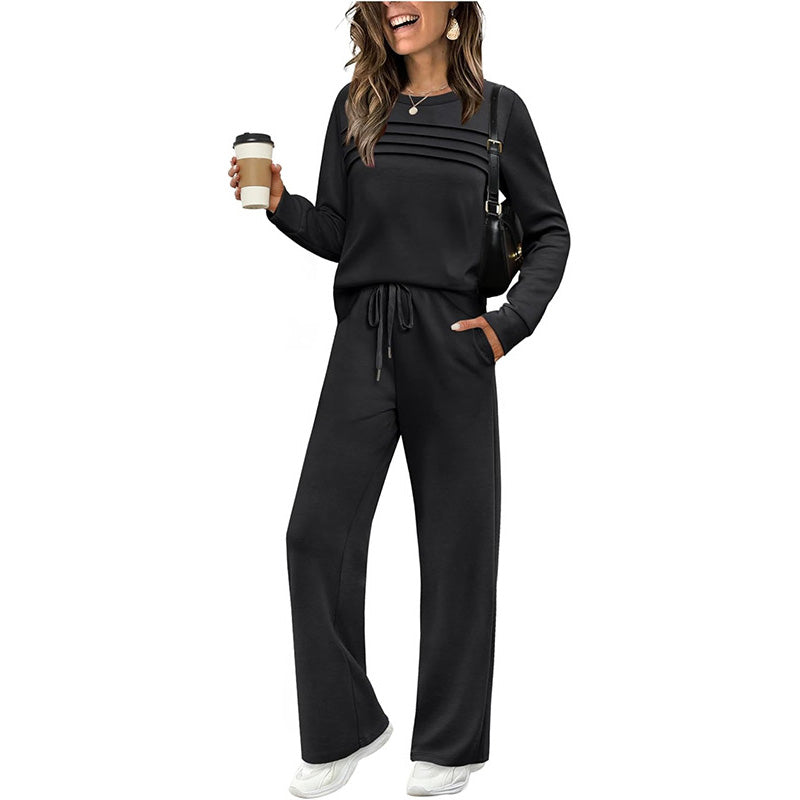 ⏳Limited-time 50% off⏰Women's Crew Neck Top & Drawstring Pants Set👚👖