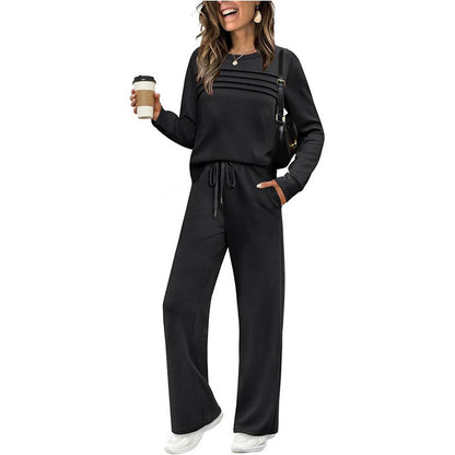 ⏳Limited-time 50% off⏰Women's Crew Neck Top & Drawstring Pants Set👚👖
