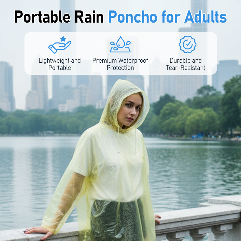Portable Rain Poncho for Adults