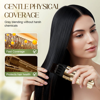 ✨ 2-IN-1 HAIR DYE COMB - Precision Application for Gray Coverage, Non-Drip Formula with Nourishing Argan Oil, 5 Min Processing Time 🌸🧴