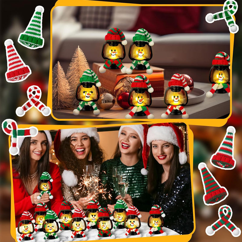 🔥LAST DAY SALE 50% OFF🔥 Buy 1 Get 1 Free ⛄Christmas Decoration Mini Snowman Lantern with Hats and Scarves