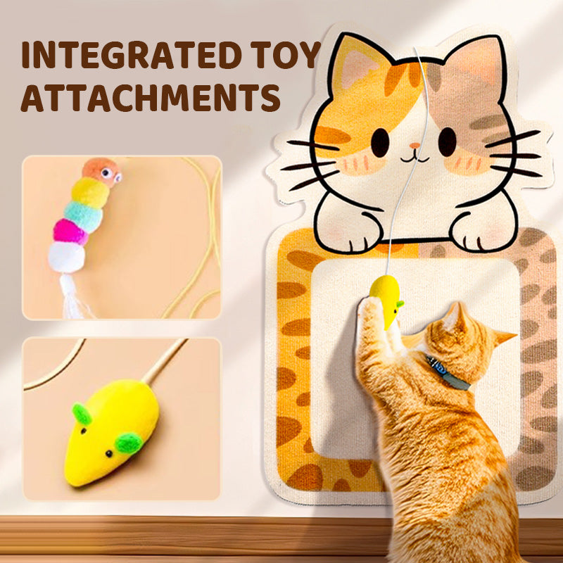 🐱🖼️ Wall-Mounted Scratching Post Without Drilling – Sustainable Felt, Built-in Toys & Space-Saving (Perfect for Scratching-Loving Cats!)