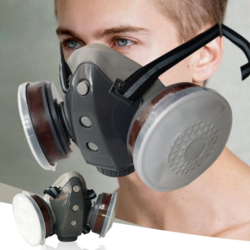 🔥Dust-Proof Integrated Respirator Mask – Dual-Tank Activated Carbon Filters, Industrial-Grade Gas & Dust Protection 🛡️🔥