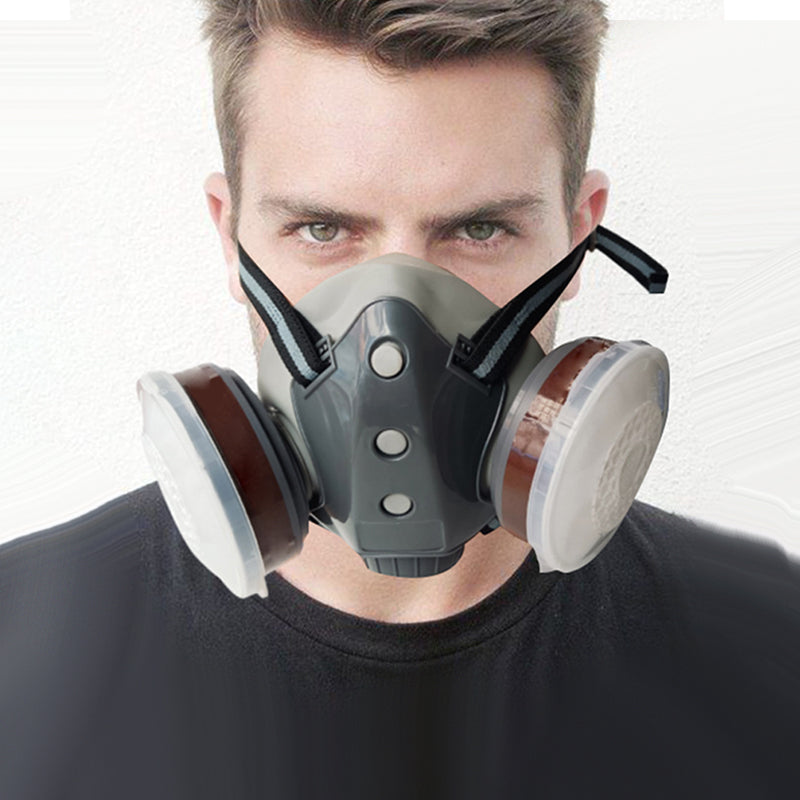 🔥Dust-Proof Integrated Respirator Mask – Dual-Tank Activated Carbon Filters, Industrial-Grade Gas & Dust Protection 🛡️🔥