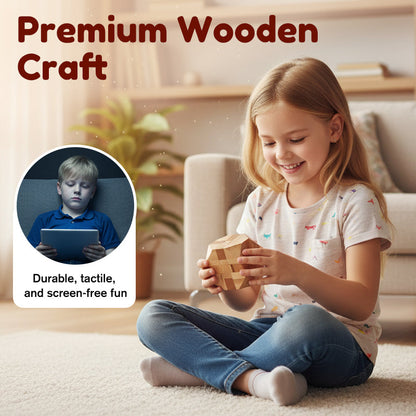 🔥 35% OFF! ✨ Luban Lock Wooden Puzzle - Stimulates Spatial Intelligence, Natural Wood Design, Educational Family Game 🧩🤲