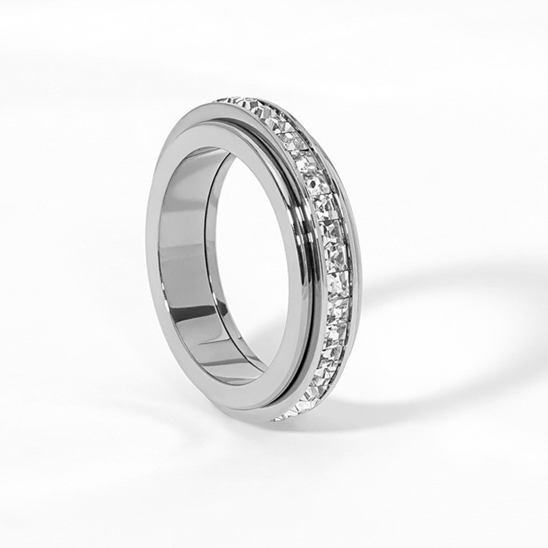⏳Christmas Time-Limited Special⏰Titanium Steel Rotatable Spinner Ring with Zirconia