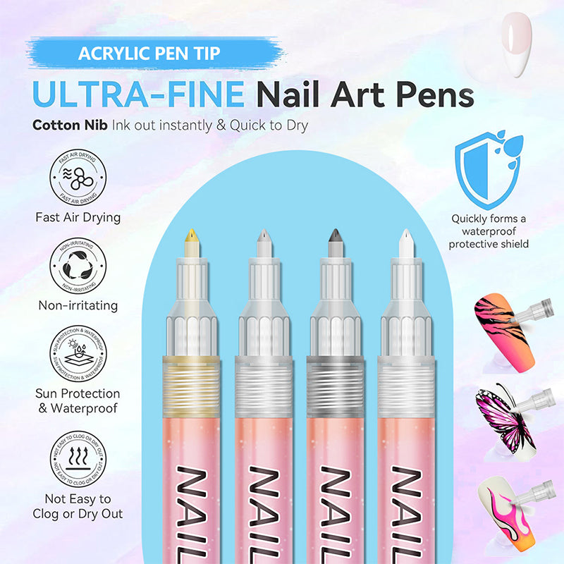 🎁 12-Color Professional Nail Art Pen Set – Ultra-Precise 0.7 mm Tip & Quick Drying ✨💅