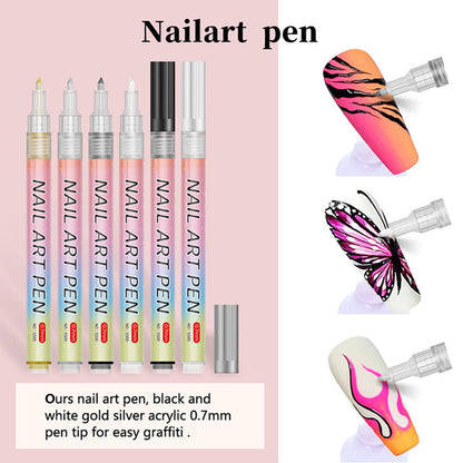 🎁 12-Color Professional Nail Art Pen Set – Ultra-Precise 0.7 mm Tip & Quick Drying ✨💅
